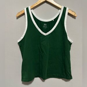 Levi’s Green V-Neck Crop Tank Top with White Trim - Women